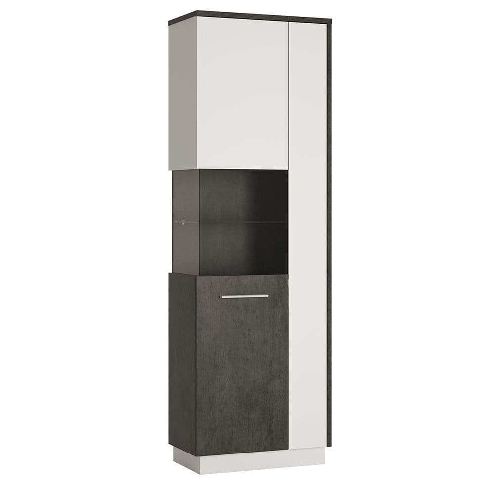 Lagos Tall display cabinet (LH) in Slate Grey and Alpine White